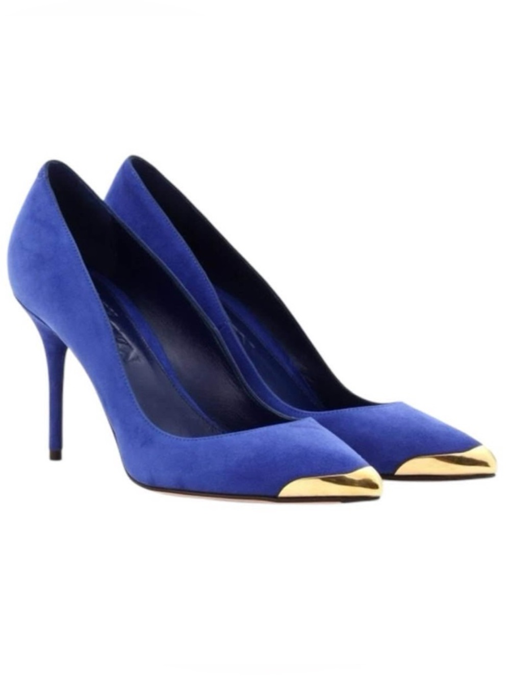 Alexander McQueen Pointed Metal-Toe Suede Pumps